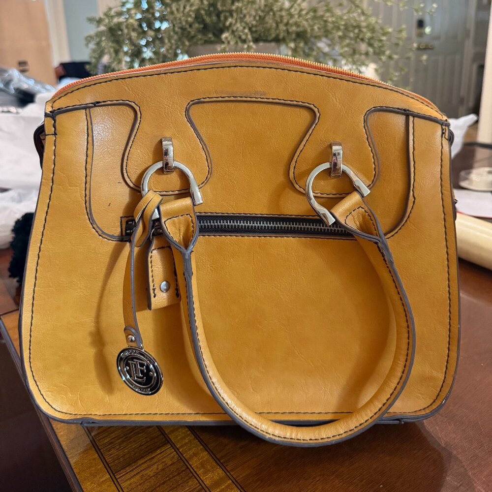 London Fog Women's Faux Leather Satchel Handbag Shoulder Purse